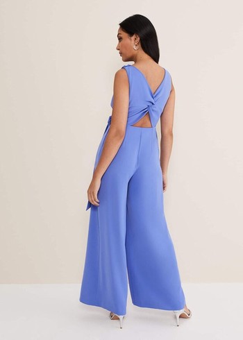 Phase Eight Petite Elaina Blue Wide Leg Jumpsuit Blue Canada | DBCTSW-409